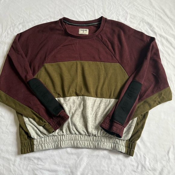 HURLEY Women’s Crewneck Sweater - Burgundy, Olive, and Gray Size XS - Picture 2 of 9